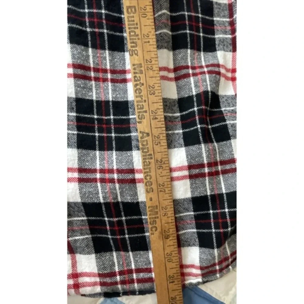 Key‎ Flannel Long Sleeve Button Up Shirt Red Black White Plaid farmcore  outddor